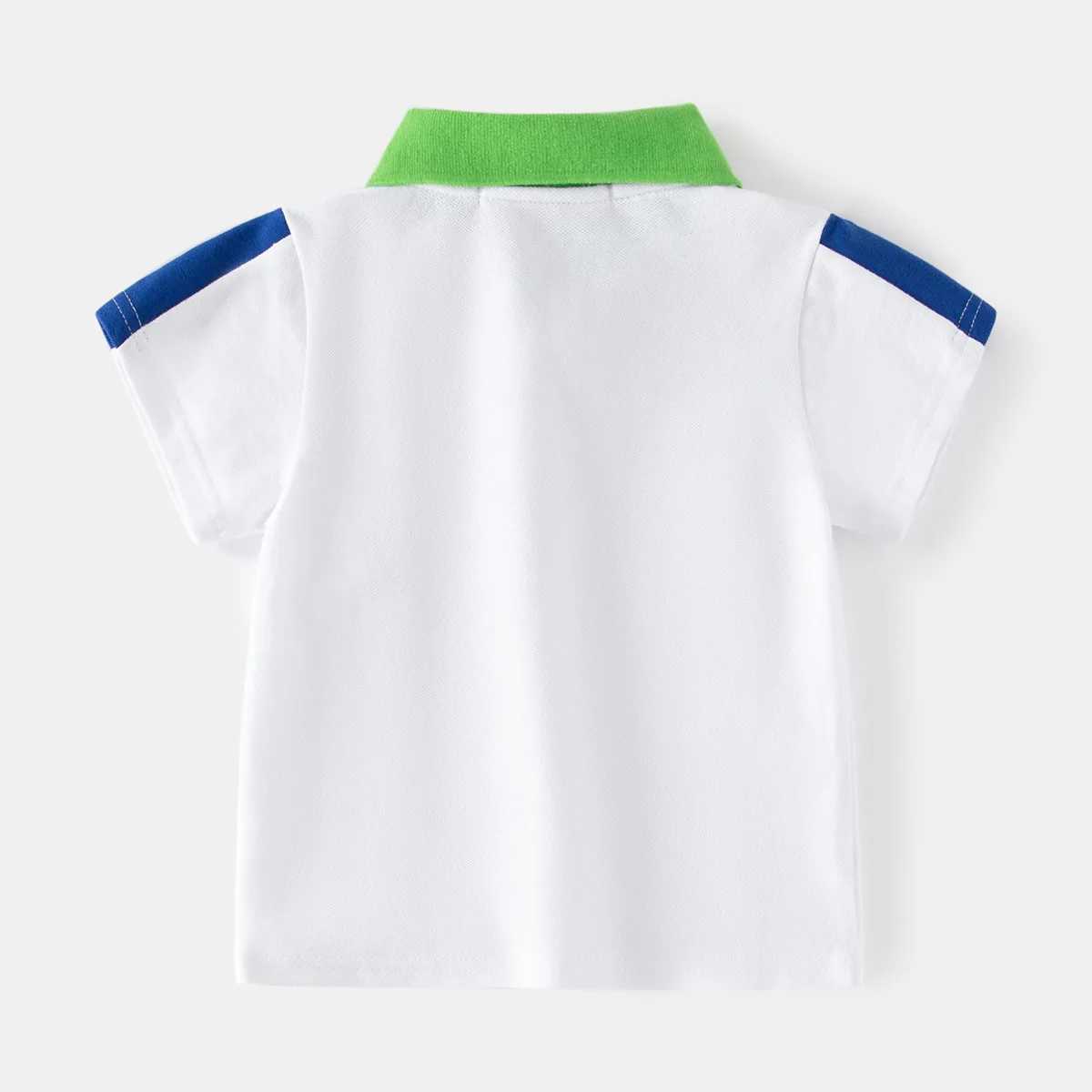 Summer boys short sleeved casual breathable cotton printed T-shirt childrens contrasting color polo shirt childrens first 3-8 years W241223