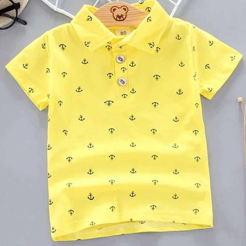 2024 Summer Shirt Baby Boys and Girls Short Sleeve Collar Clothing Childrens Cotton Printed Breathable Top Childrens Clothing 12M-5Y W241223
