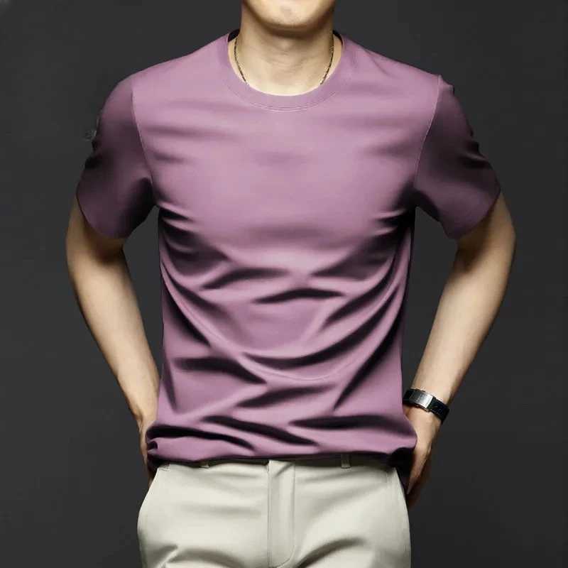 Minglu Modal Summer Mens T-shirt High Quality Short Sleeve Solid Color Round Neck Simple Casual Mens T-shirt Plus 5XL W241223