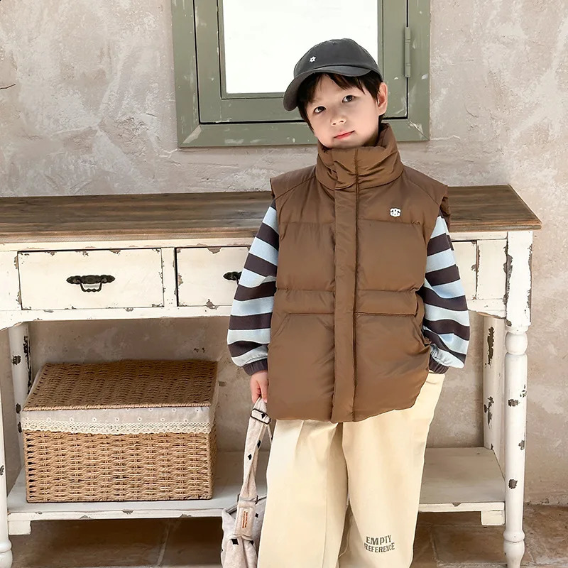 Korean Winter Toddler Boy Waistcoat Turtleneck Thick Warm Children Boy Vest Loose Casual Infant Baby Boy Sleeveless Down Jackets 241223