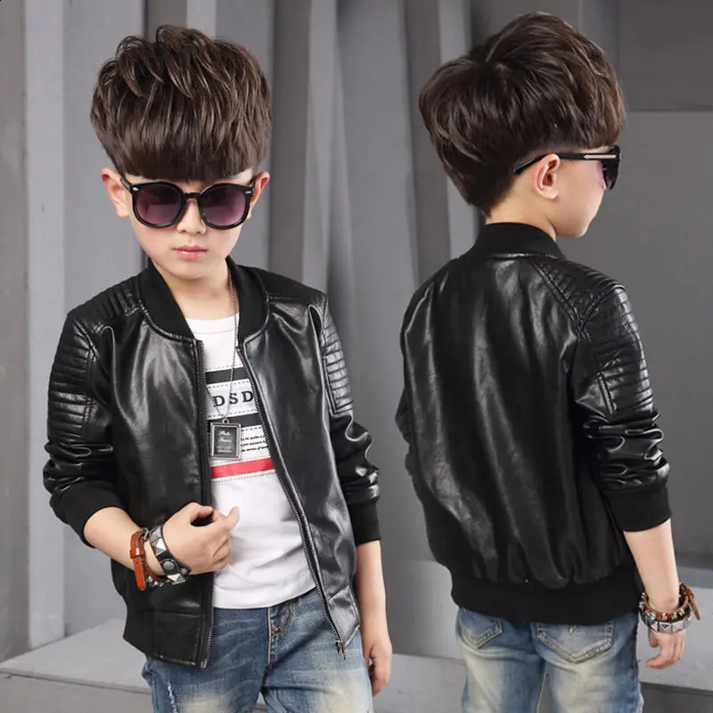 Plus Velvet Warm Autumn Winter Leather Jacket For Boys Coat Fashion Waterproof Children Outerwear 2-13 Year Teenage Kids Clothes 241223