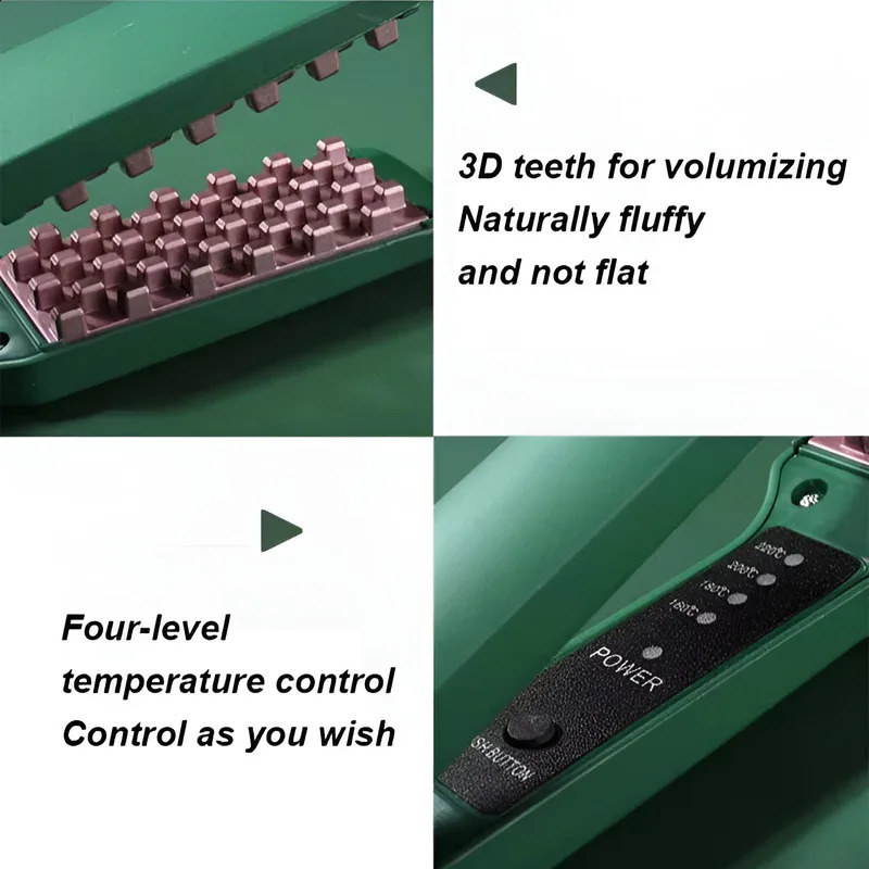 Corn Curling iron Professional Ceramic Volumizer Shaggy Hair Curling Iron Comb Grid Crimper Waves Corn Brushes Styling Tools 241224