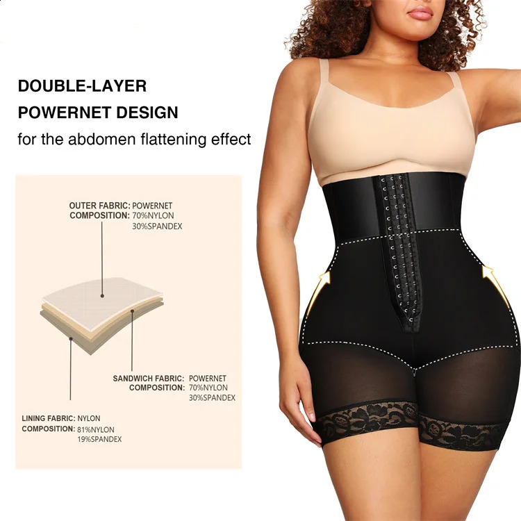 Women Fajas Colombianas Shapewear 3 Boned Sculpt Booty Shorts High Waist Trainer Body ShaperTummy Control Underwear Shaping 241224