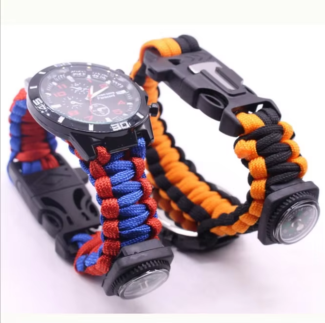 Waterproof Paracord Bracelet Survival Watch Outdoor Paracord Watch With Compass