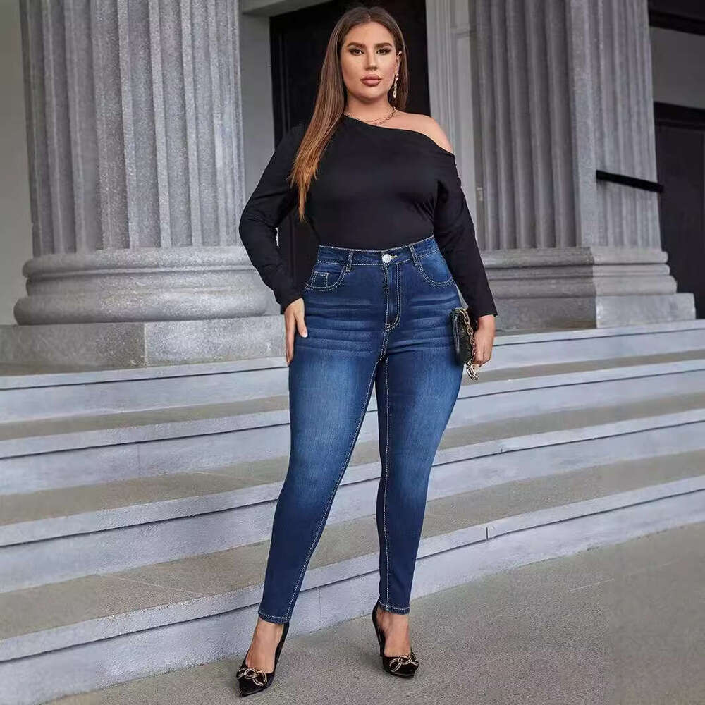 hoodie Street Pants Large Denim Shorts For Spring And Autumn Classic High Waisted Elastic Slim Pencil Pants jacket