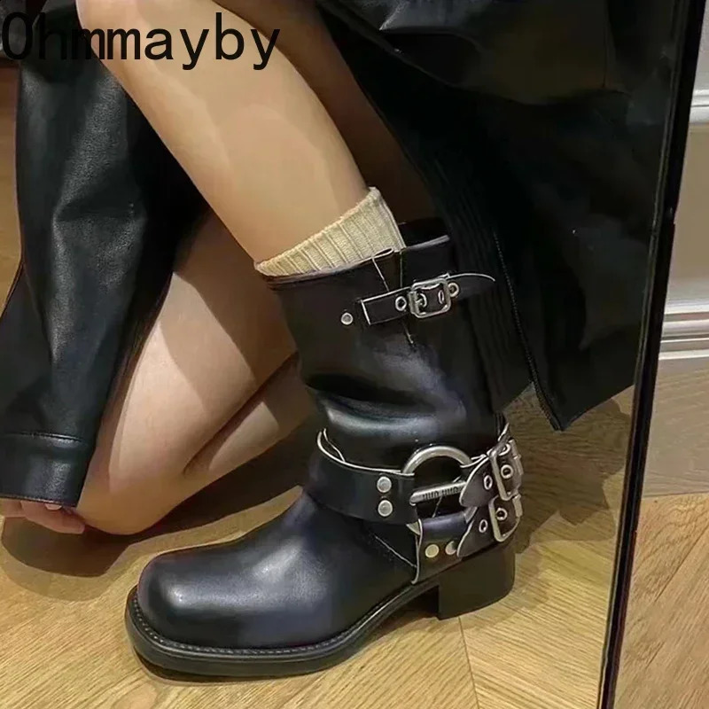 Winter platform denim boots womens shoes fashionable and smooth heel Bota womens retro modern boots 241223