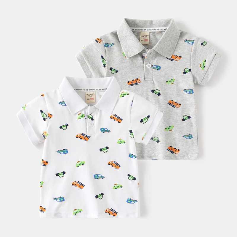 Clibeso 2024 New Childrens Summer Boys Polo Shirt Loose Short Sleeve Zipper Top Childrens Casual T-shirt Grey W241223
