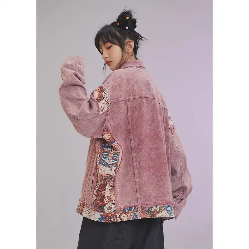 Retro American Cool Pink Quilted Cowboy Jacket Suitable for Womens Autumn Sensory Niche Leisure Ultra Thin Lightweight Set 241219