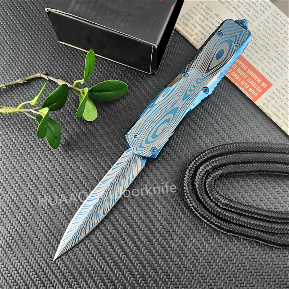 High Quality Micr Assisted Pocket 440C Blue Titanium Blade Zinc Aluminum Alloy Handle Outdoor Multifunction Hunting Knife 3300 3400 4850 Men Collector