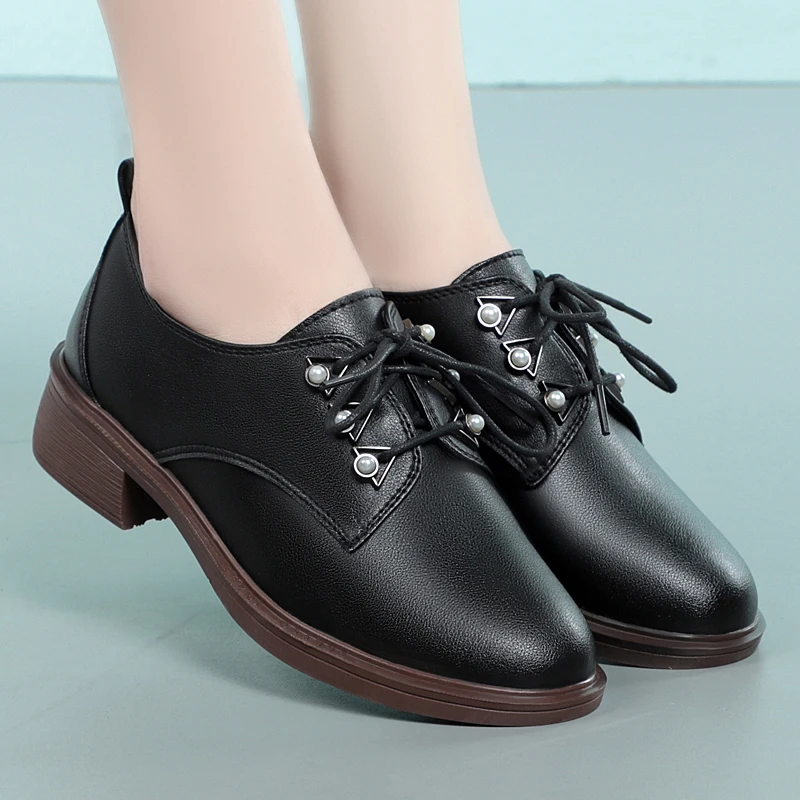 AIYUQI Ladies Shoes Large Size Genuine Leather Casual Women Oxford Shoes British Style Lace-up Shoes Women