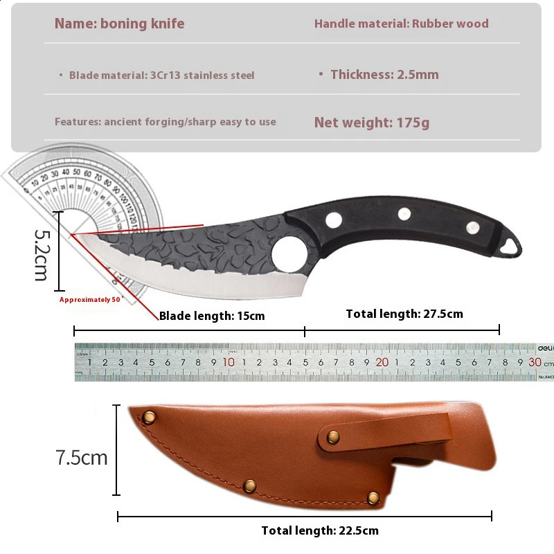 Stainless steel kitchen knife accessories multifunctional knives meat cooking tools barbecue bone cutting knives forging knives 241223