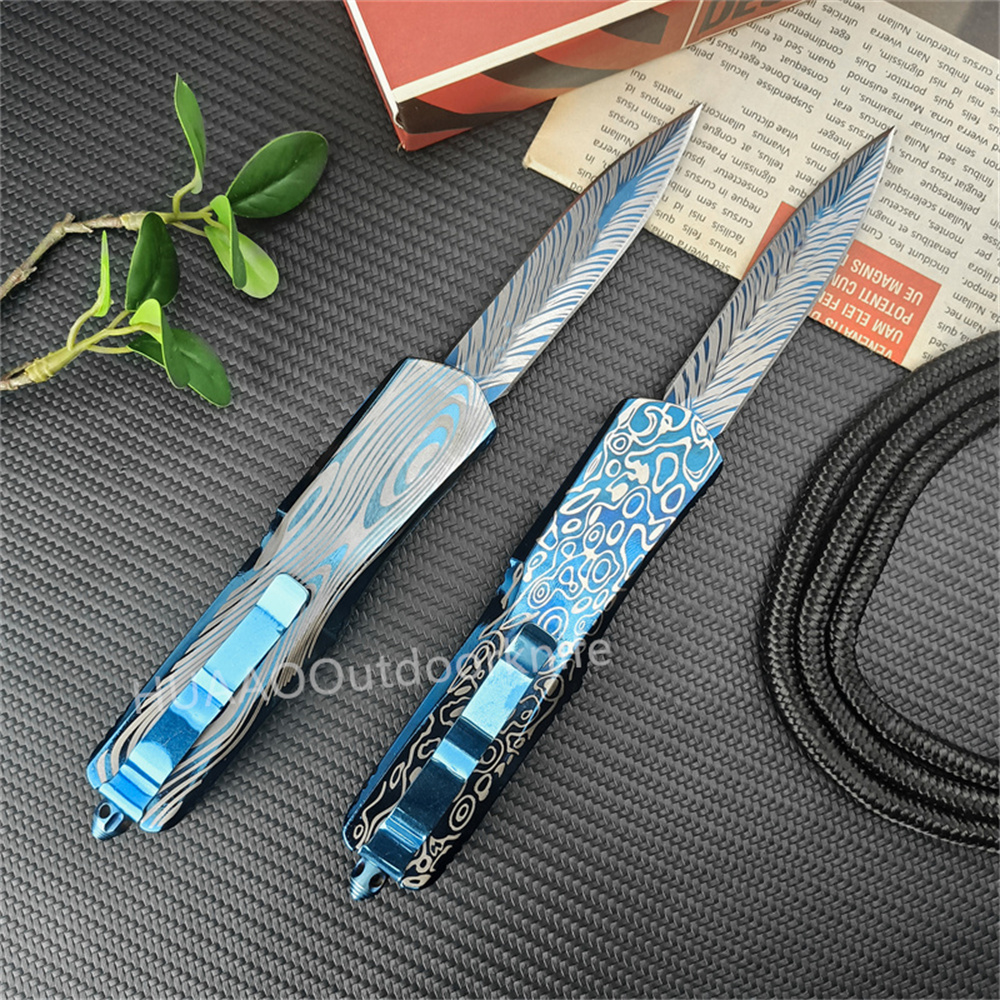 High Quality Micr Assisted Pocket 440C Blue Titanium Blade Zinc Aluminum Alloy Handle Outdoor Multifunction Hunting Knife 3300 3400 4850 Men Collector