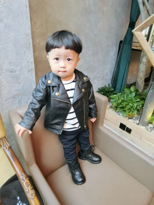 Fashion Baby Boys Leather Jackets PU Coat for Baby Outerwear Infant Jacket Toddler Baby Boy Clothes 241223