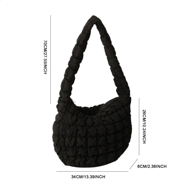 Quilted Pleated er Shoulder Bag Bubbles Cloud Handbag for Women Large Capacity Tote Bags Ruched Down Texture Crossbody Bag 241223