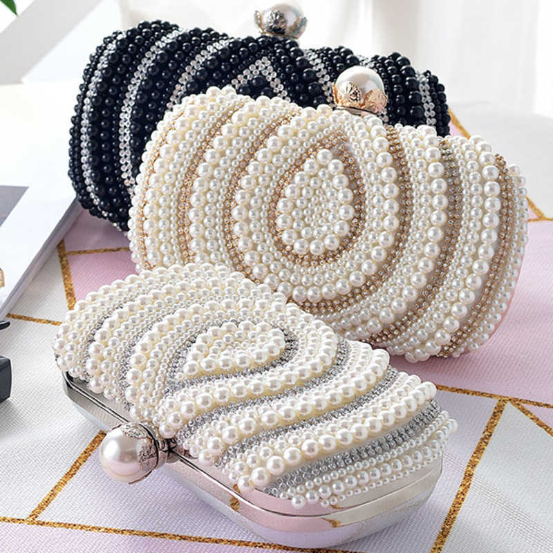 New Pearl Rhinestone Bag Clutch Bag Water Drop Embroidered Banquet Cheongsam Womens Bag Sweet Hand Messenger Bag 240920