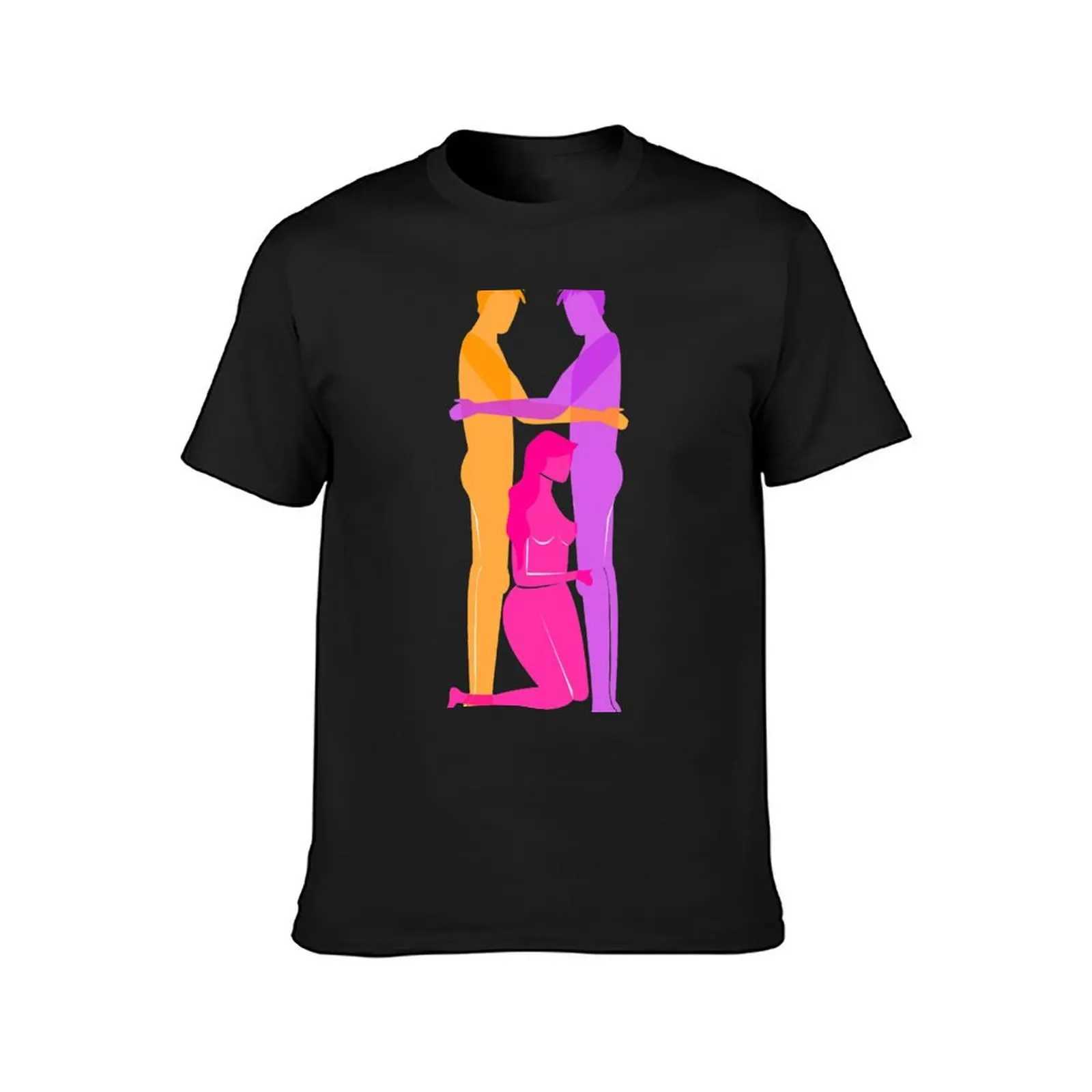 Three person T-shirt quick drying summer top solid color mens T-shirt W241223