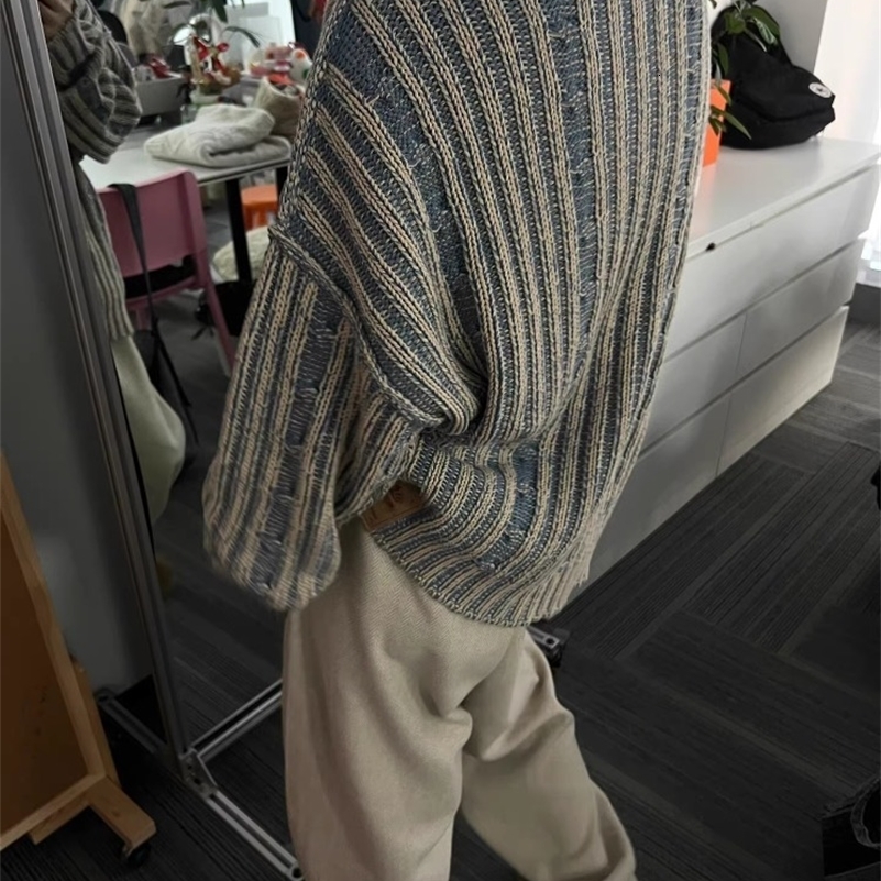 American Vintage Pullovers for Women Long Sleeve Aesthetics Streetwear Lazy Style Sweaters Y2k Casual Loose Clothing 2024 241223