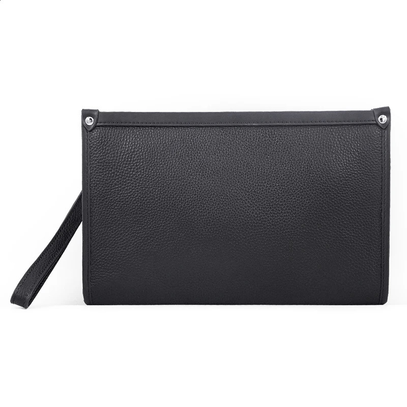 Fingerprint Lock Business Office Bag Handbag Men Black Genuine Top Cow Hide Leather Zipper Clutch Bag For Man 241224