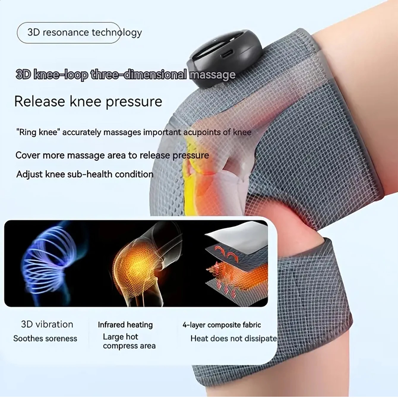 Heated Knee Massager Shoulder Support Adjustable Vibration and Heat Modes for Knees Elbows Shoulders Relaxation Leg 241224