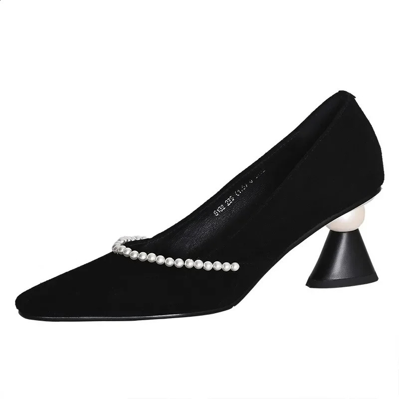 High heels womens soft cushion sexy pump elegant womens high heels party dress black pearl formal shoes office Pointed shoes 241223