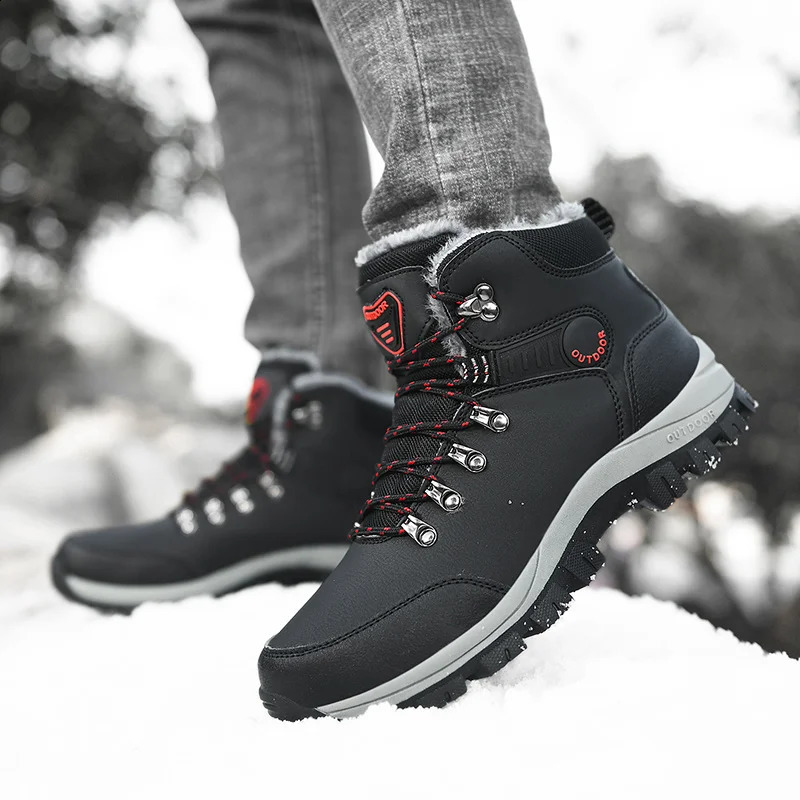 Outdoor Non-slip Man Snow Boots Thickened Warm Men Casual Shoes Winter Hiking Shoes Plus Velvet Large Size Waterproof Boots 241228
