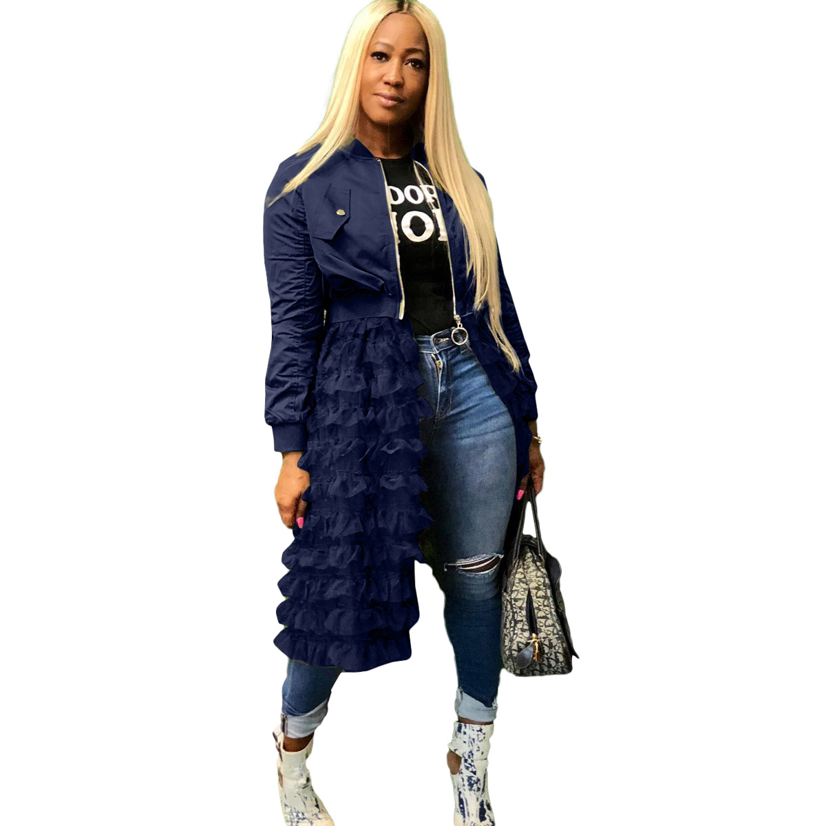 Elegant Solid Color Outerwear Coats For Curvy Ladies Available in Extended Sizes