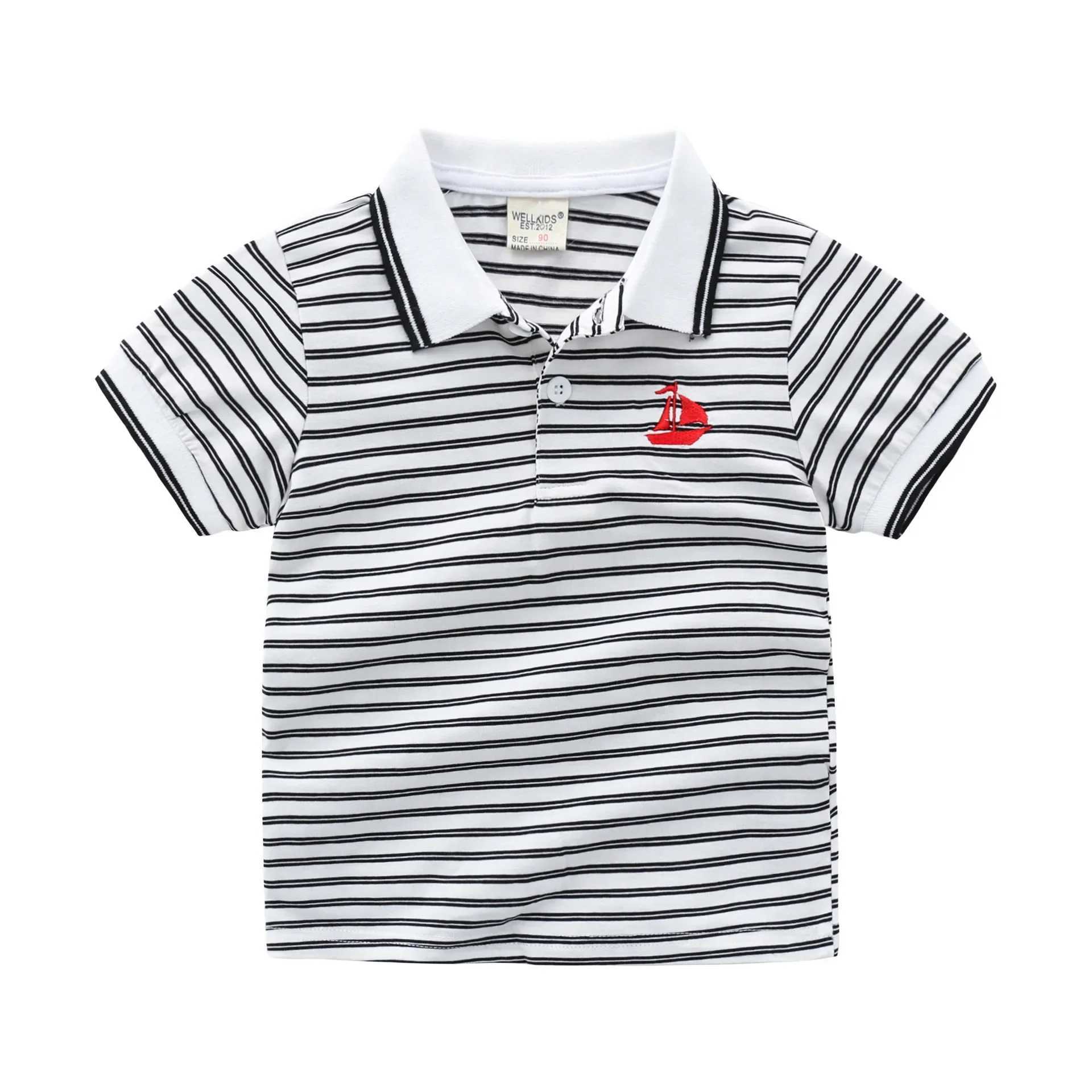 Boys polo shirt short sleeved summer striped childrens top wearing childrens T-shirt soft boys shirt clothing W241223