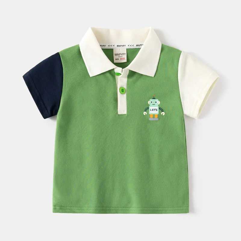 Boys polo shirt short sleeved summer patch work childrens top childrens T-shirt soft boys shirt clothing W241223
