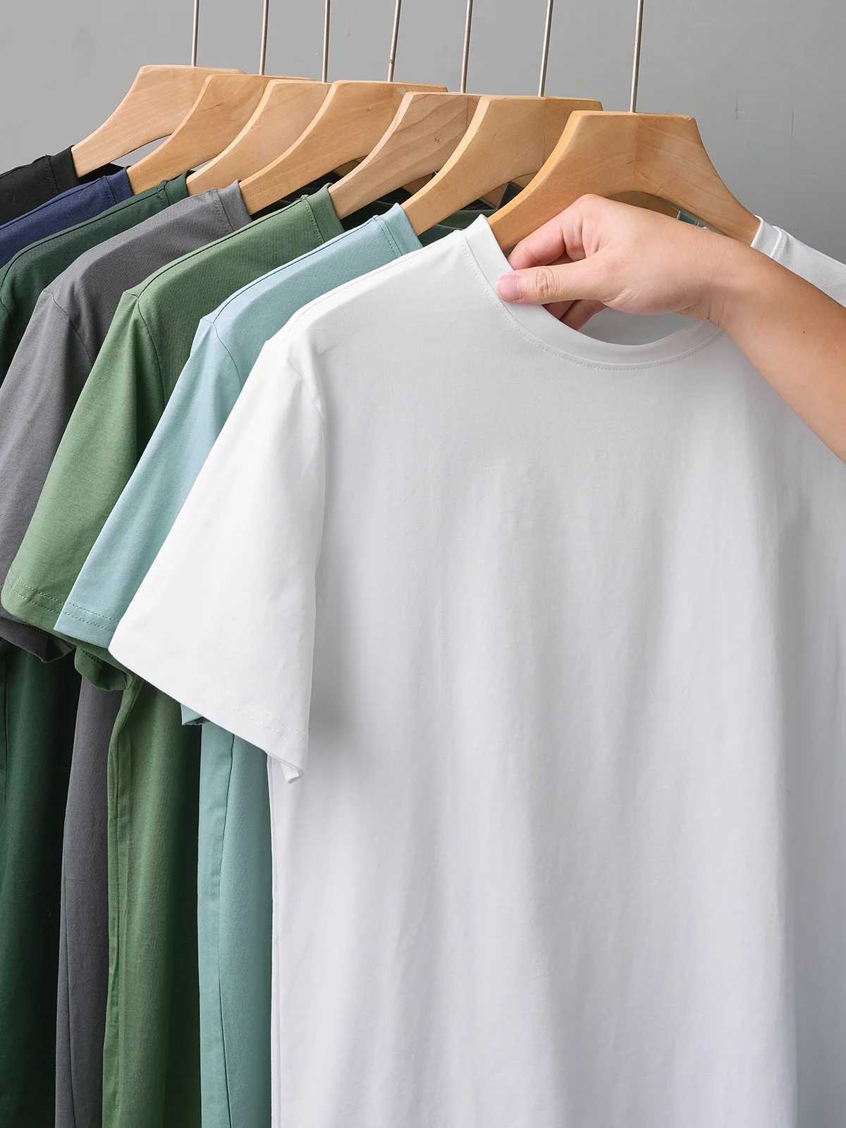 Dukeen summer thin silk mens workwear short sleeved casual soft fitness top pure cotton ultra-fine T-shirt W241223