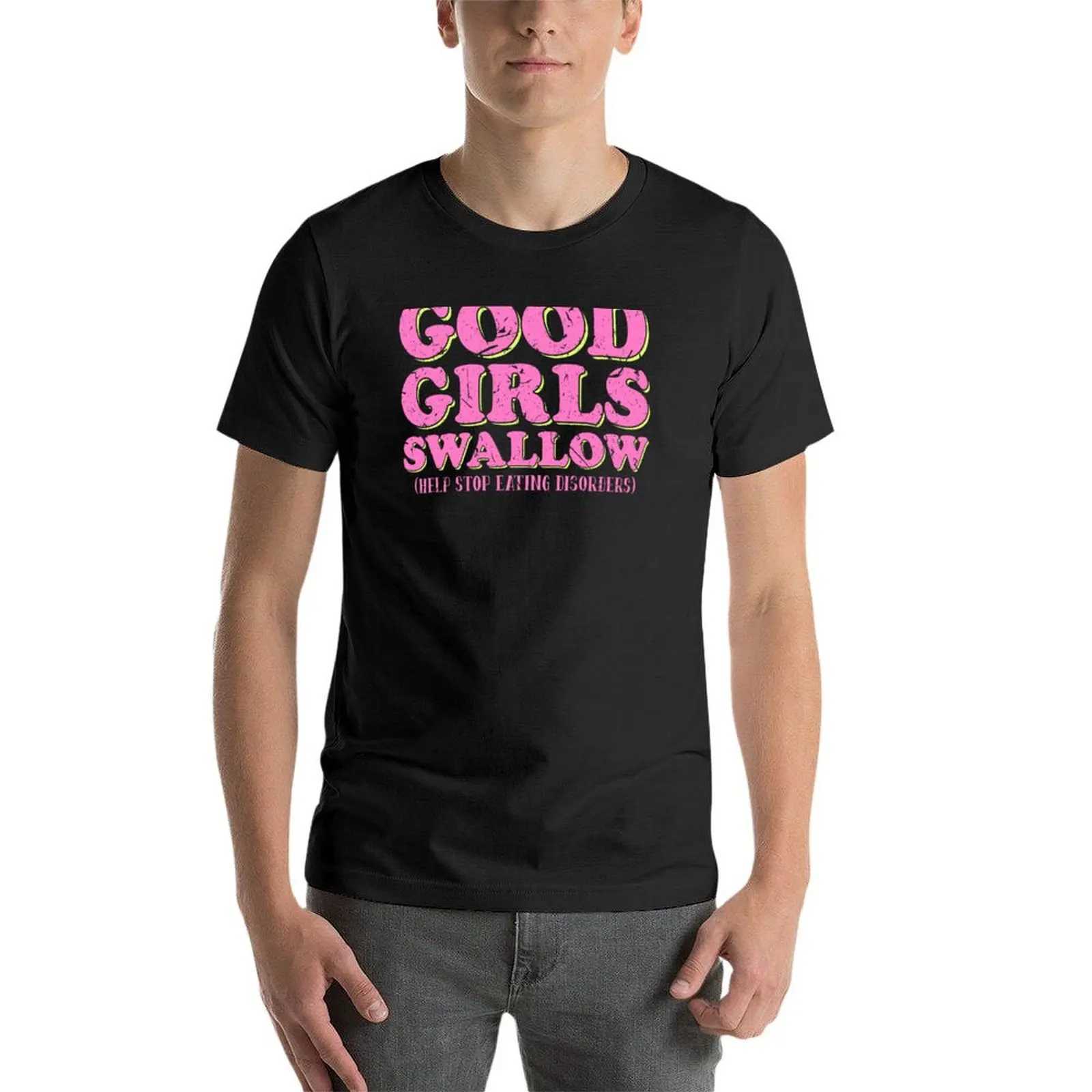 Good girl swallowing and eating disorder awareness ED binge eating T-shirt sublimation solid color Kavay clothing boy animal print mens T-shirt W24122