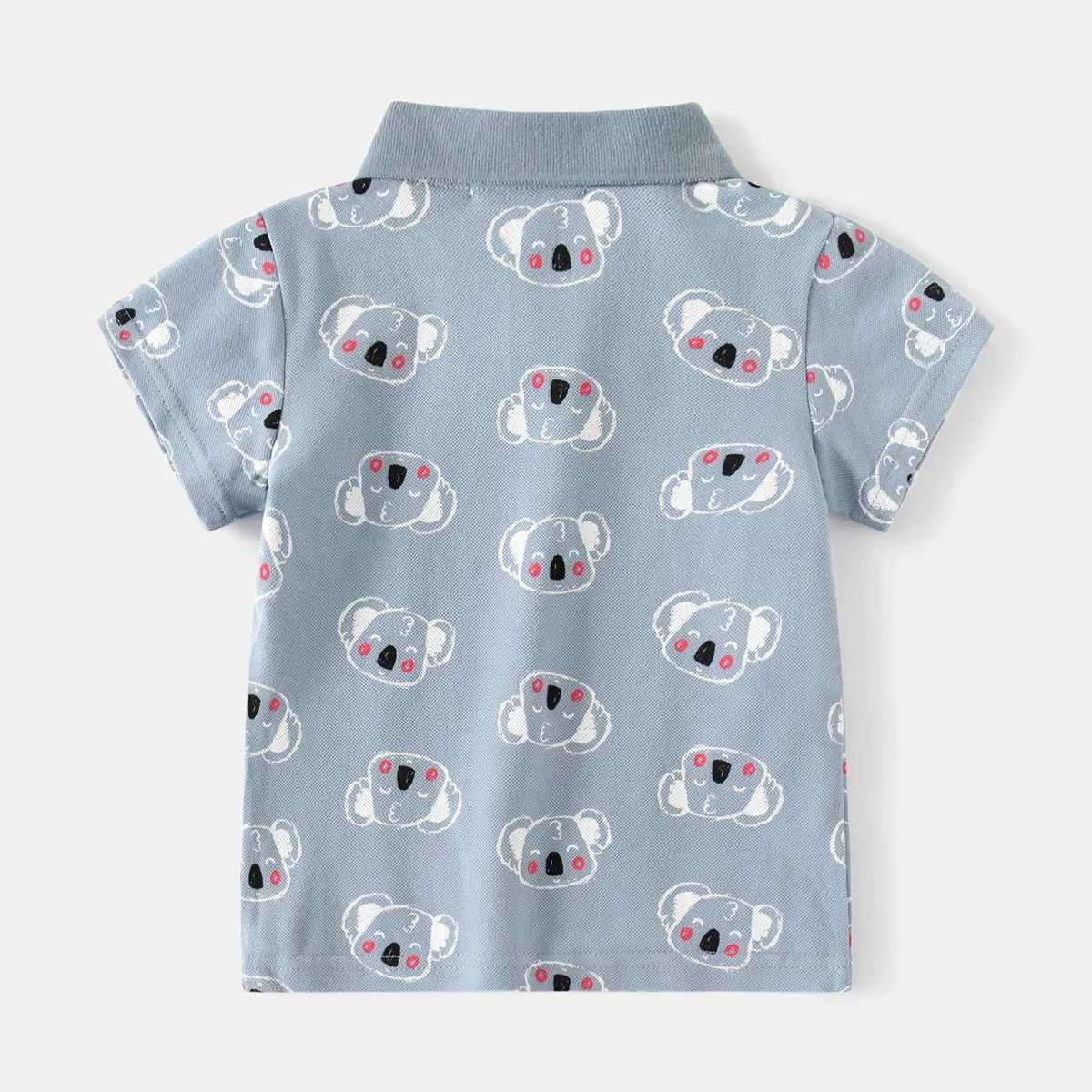 Summer new fashionable boys printed short sleeved T-shirt 3-8-year-old childrens casual breathable cotton polo shirt W241223