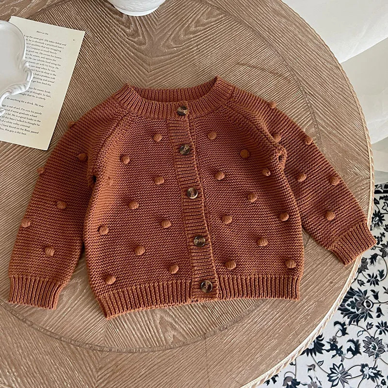 Infant Baby Girl Knitting Cardigan Toddler Baby Girls Sweater Coat Autumn Spring Korean Style Long Sleeve Cardigan Coat 241223