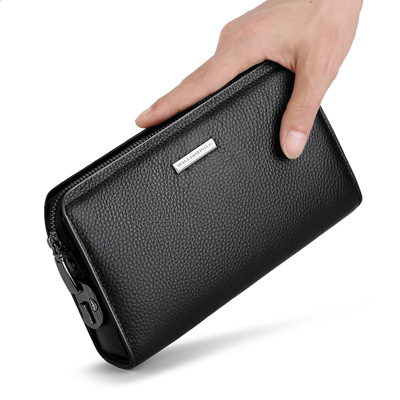 Mens leather handbag multifunctional and personalized wallet fashionable and large capacity phone bag 241224