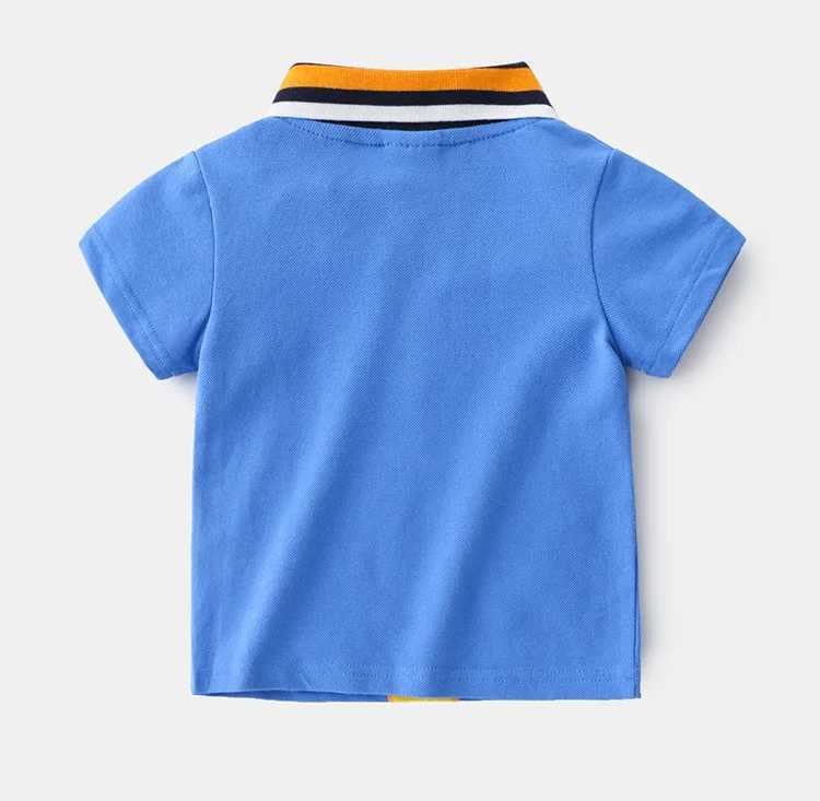 Boys polo shirt short sleeved summer dinosaur childrens top wearing 90-130cm animal childrens T-shirt soft boys clothing W241223