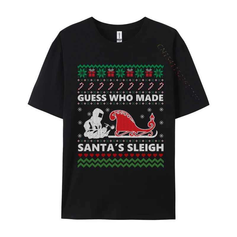Interesting welding ugly Christmas sweater used for welding T-shirt tops and T-shirts pure cotton mens T-shirt Gothic style W241223