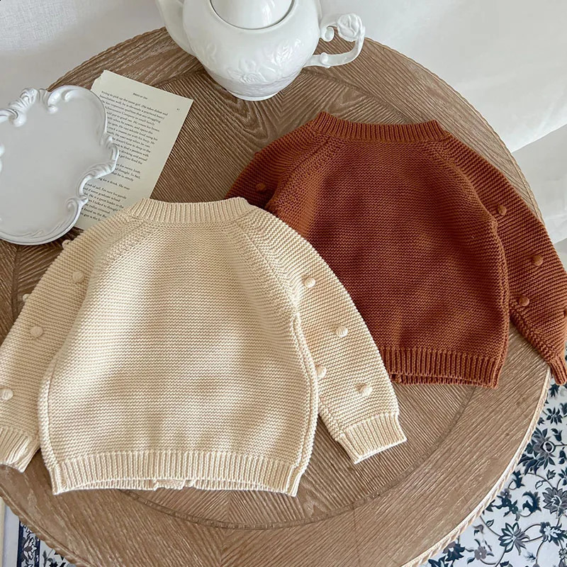 Infant Baby Girl Knitting Cardigan Toddler Baby Girls Sweater Coat Autumn Spring Korean Style Long Sleeve Cardigan Coat 241223