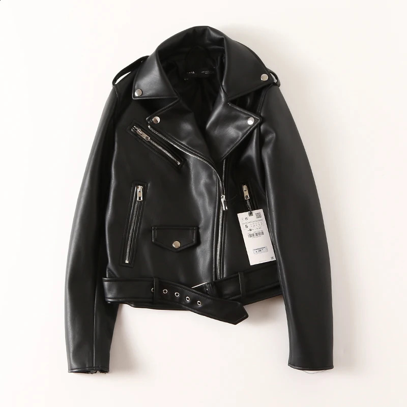 Leather Jacket Women Spring Autumn Coat Faux PU Bike Moto Lady Casual Street Outwear 241218