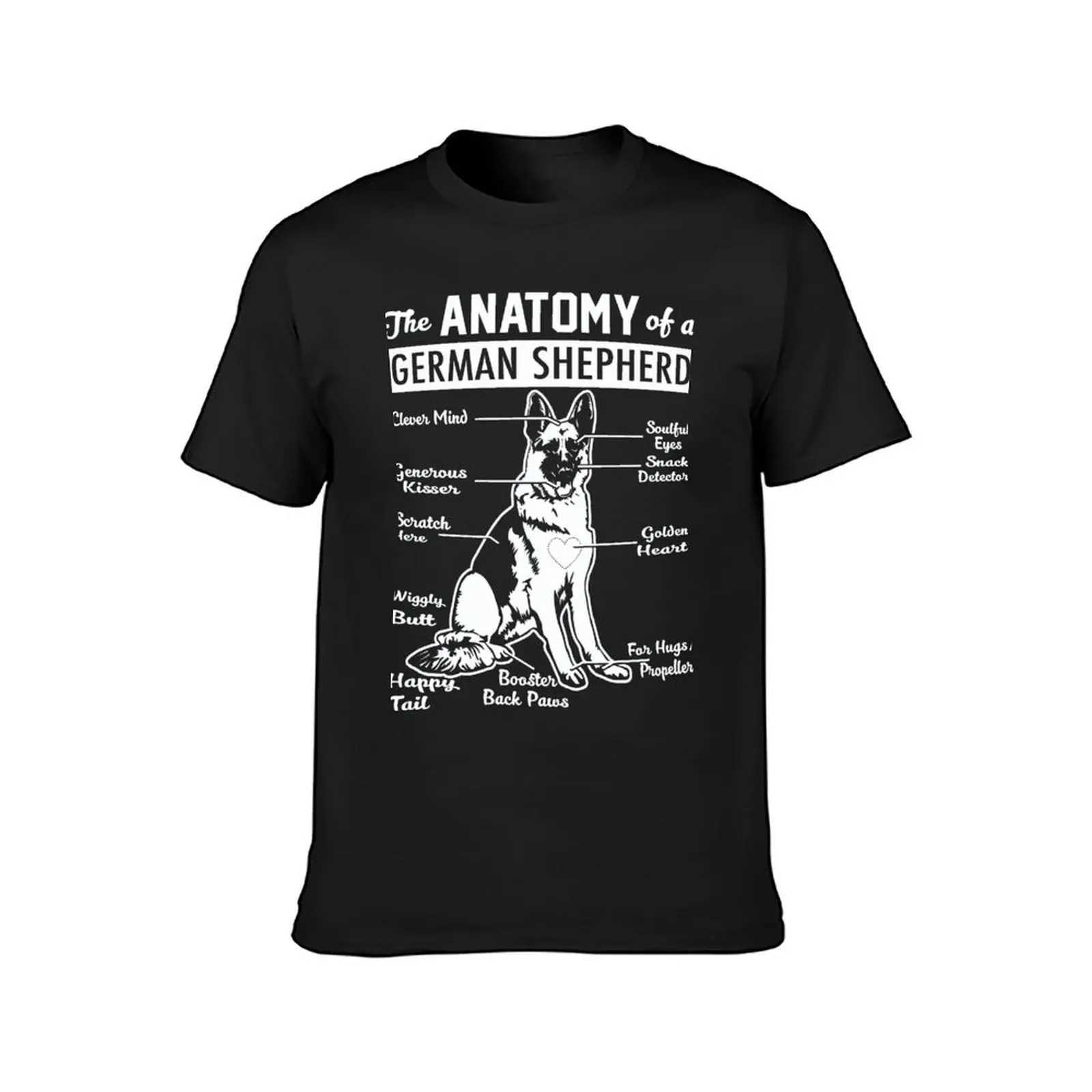 Anatomy of German Shepherd T-shirt Flat Top Mens T-shirt Casual Style W241223