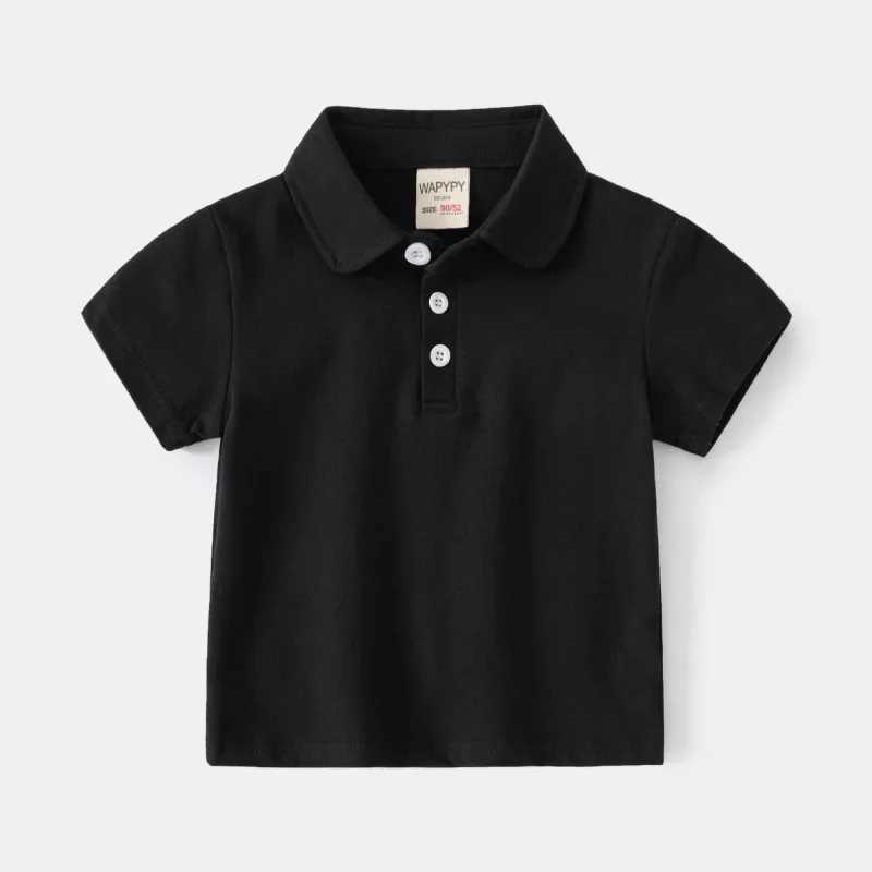 Childrens Solid Short Sleeve T-shirt Summer Boys Loose Fit Classic Polo Shirt Breathable Cotton 3-8 Years Old 4 Colors W241223