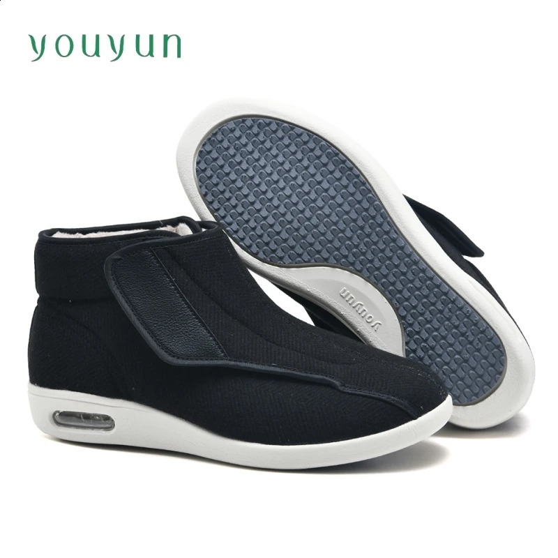 Winter high top leisure shoes for the elderly Super wide mens diabetes shoes Adjustable elderly upright walking shoes 241223