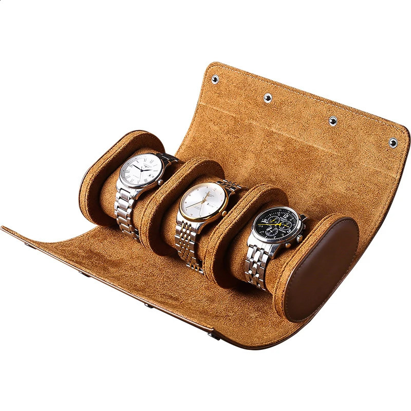 IBBETON Watch Bag 1 2 3 Slots Genuine Ortable Vintage Leather Roll Watch Storage Box Travel Watch Case Gift Watch Pouch 241224