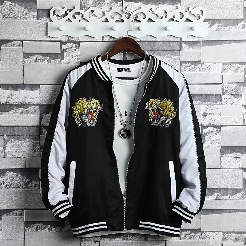 Japanese spring autumn ins crane y jacket female Yokosuka couple baseball uniform student contrast color youth 241218