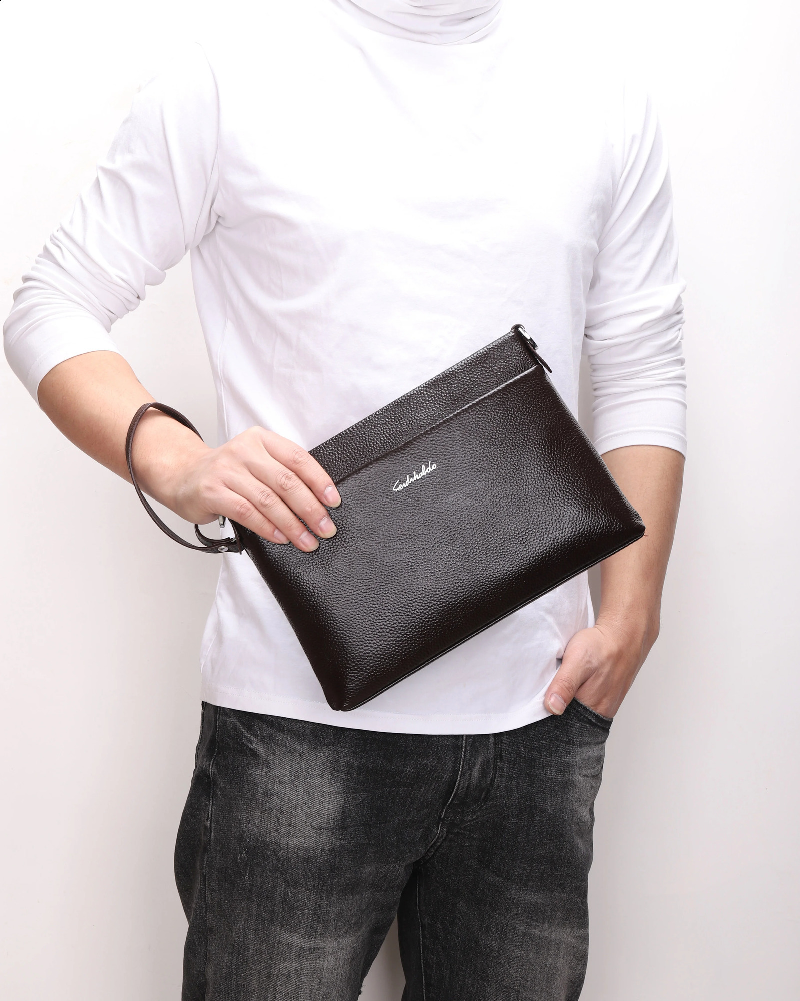 Genuine Leather Wallet For Men Male Real Cowhide Mens Long Zipper Slim Clutch Wallets Purse With Card Holder Phone Bag Mochila 241224