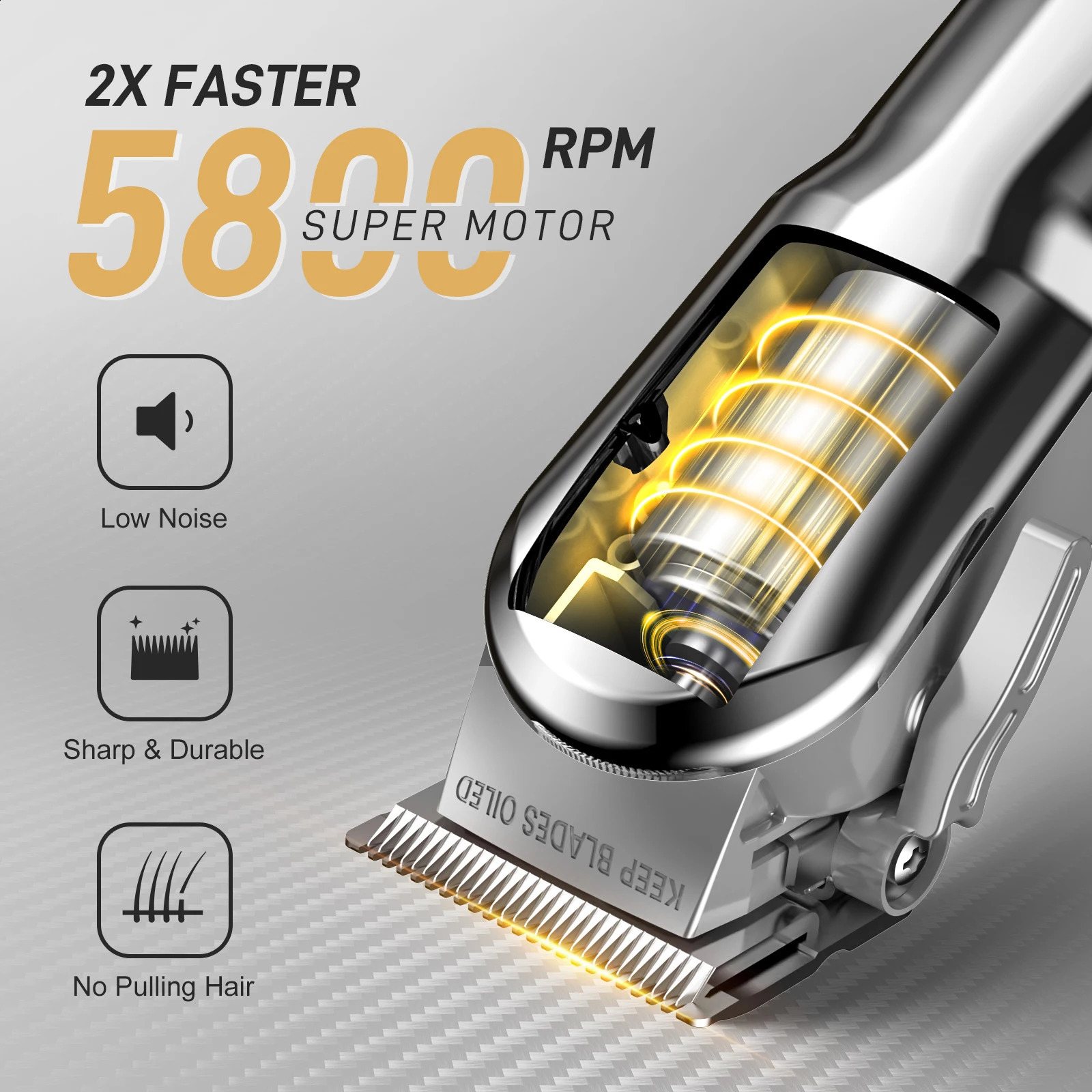 Sejoy Electric Hair Trimmer 5800RPM Professional Rechargeable Shaver Hair Cutting Machine for Men Hair Clipper Barber Shop 241224