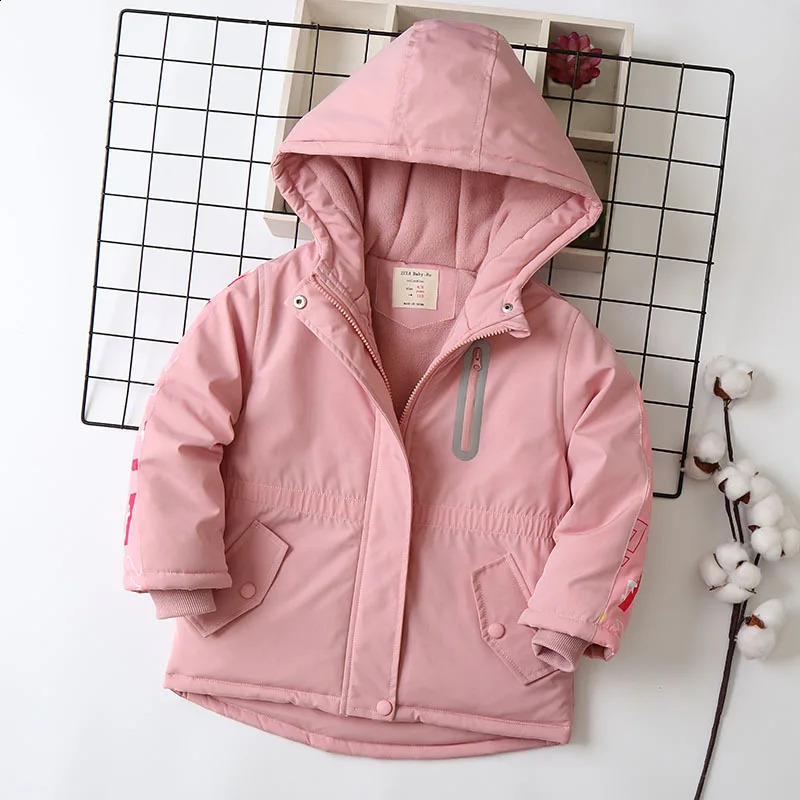 Autumn Winter Children Girl Jacket Coat Waterproof Hooded Plus Velvet Warm Girl Outerwear 4-14 Year Kids Teenage Girl Parkas 241223