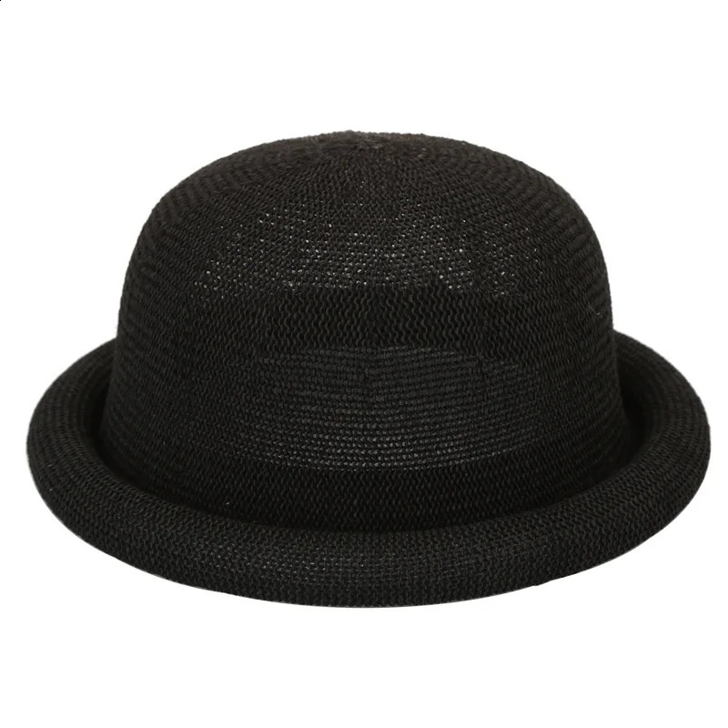 Fibonacci Female Mushroom Brim Fedoras Cotton Linen Knit Summer Autumn Trilby Hat Dome Bowler Women Hats 241220