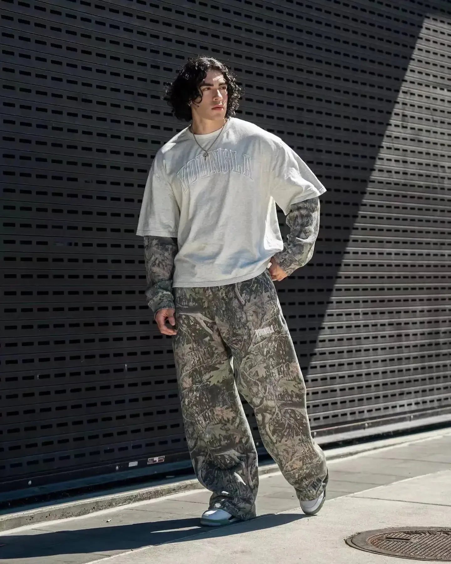 Fashion Casual Pants Digital Camo Printed Straight Leg Pants Sports Loose Wide Leg Pants