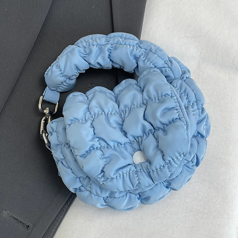 Mini Puffer Tote Bag for Women Quilted Wrist Handbag Nylon Solid Color Key Pouch Clutch Purse for Work Travel Shopping 241228