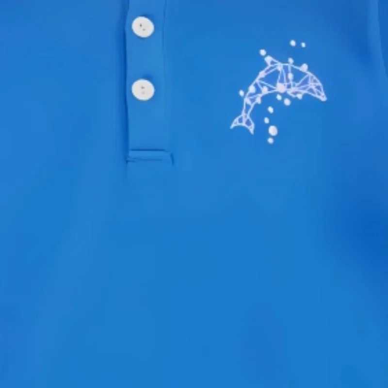 Summer boys sle embroidery color contrast lapel single chest blue short sleeved t-shirt breathable and comfortable polo shirt W241223
