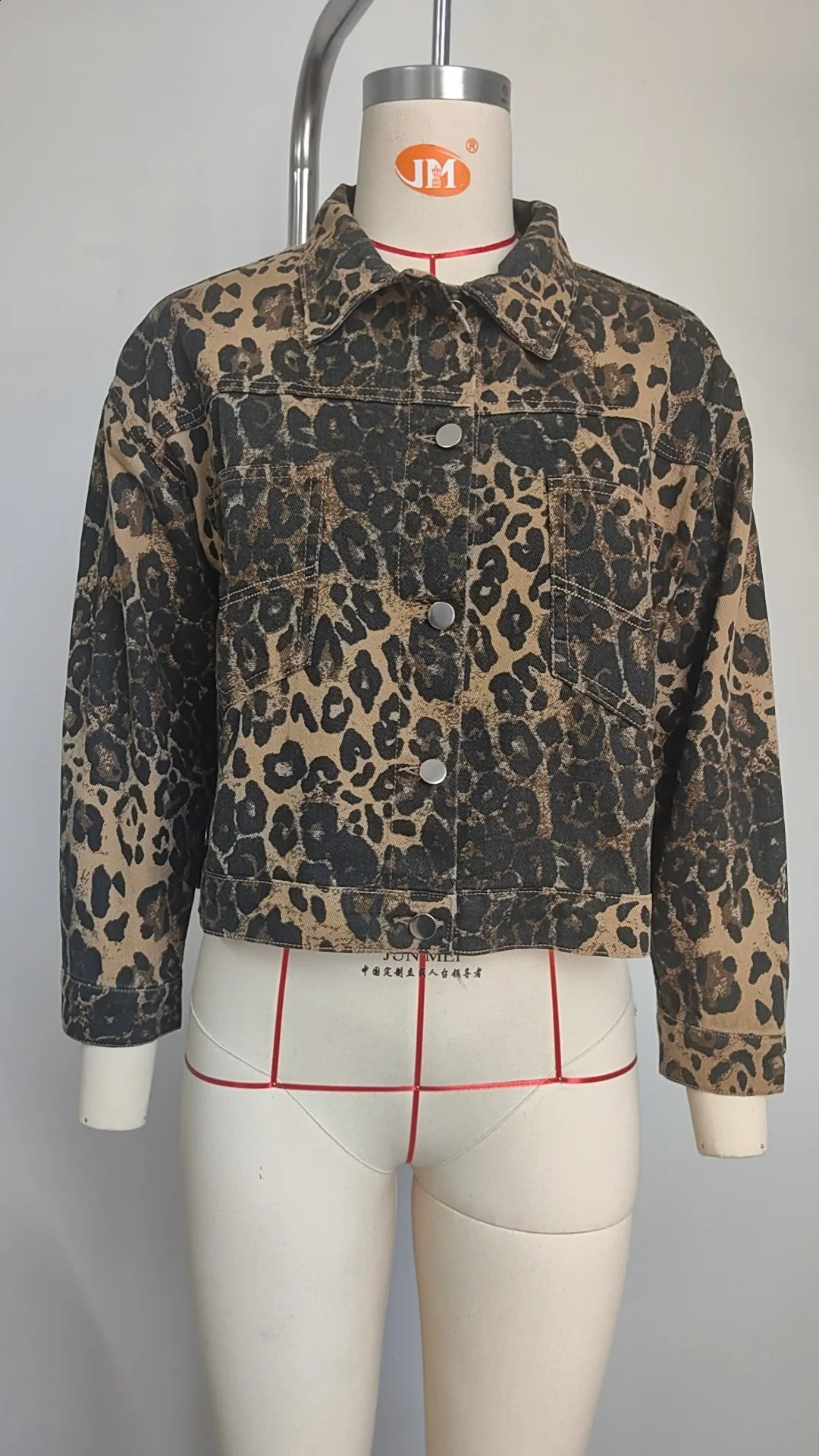 2025 Autumn Fashion Leopard Print Denim Jean Jacket for Women Coat 241223